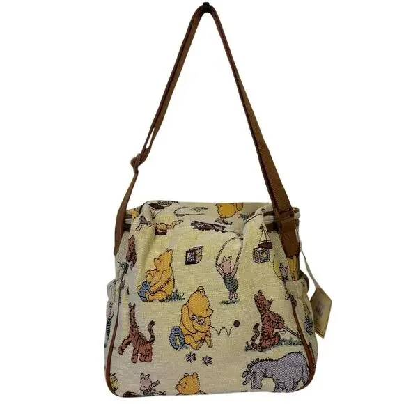 Disney Classic Pooh Tapestry Diaper Bag Bottle Holder Baby Utility Carryall NWT - Picture 2 of 15